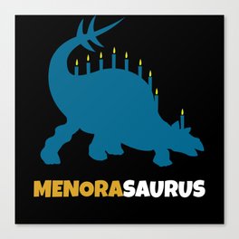 Funny Menosaurus Dinosaur Menorah 2021 Hanukkah Canvas Print