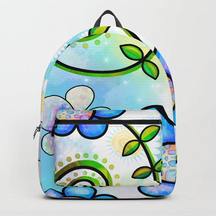 Watercolor Doodle Floral Collage Pattern 02 Backpack