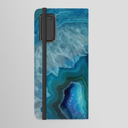 Teal Blue Agate slice Android Wallet Case