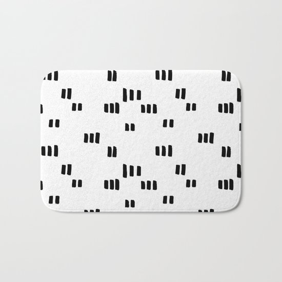 Line Dot Black Paint on Paper Bath Mat