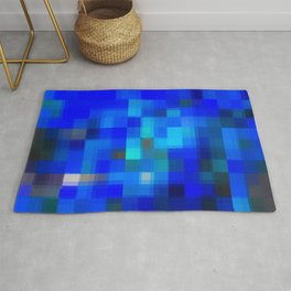 geometric pixel square pattern abstract background in blue Area & Throw Rug