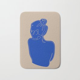 Woman in blue - lineart  Bath Mat