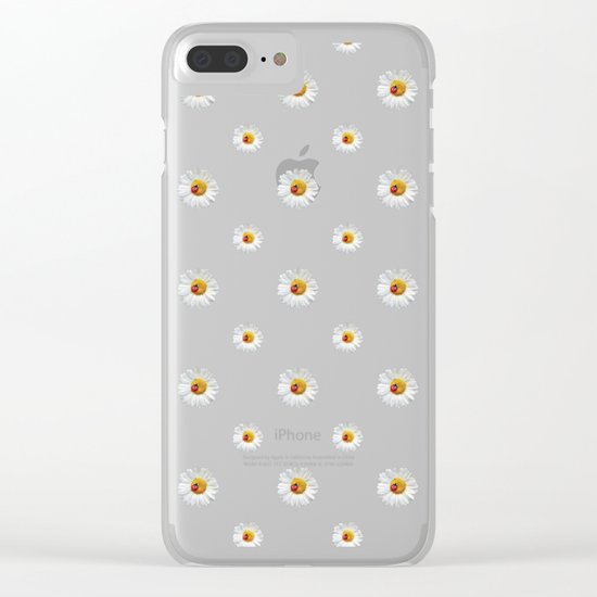 Daisies in love- lightblue pattern Clear iPhone Case