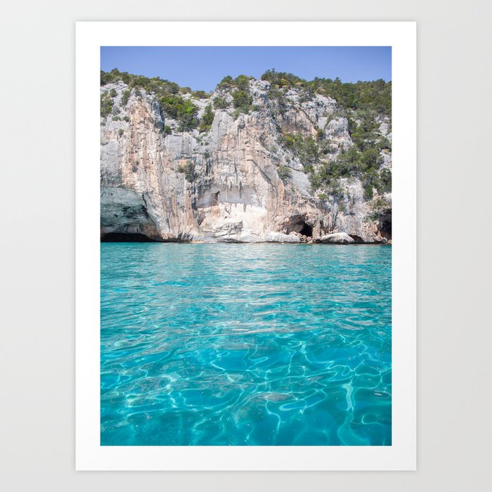 Turquois Water and White Rocks | Mediterrenean | Sardinia Art Print