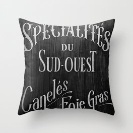 French food vintage sign in black and white   Throw Pillow