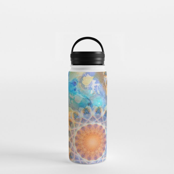 Three Bright Suns Abstract Colorful Art Water Bottle