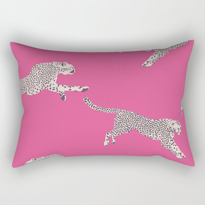 Leaping Cheetahs  Magenta Rectangular Pillow
