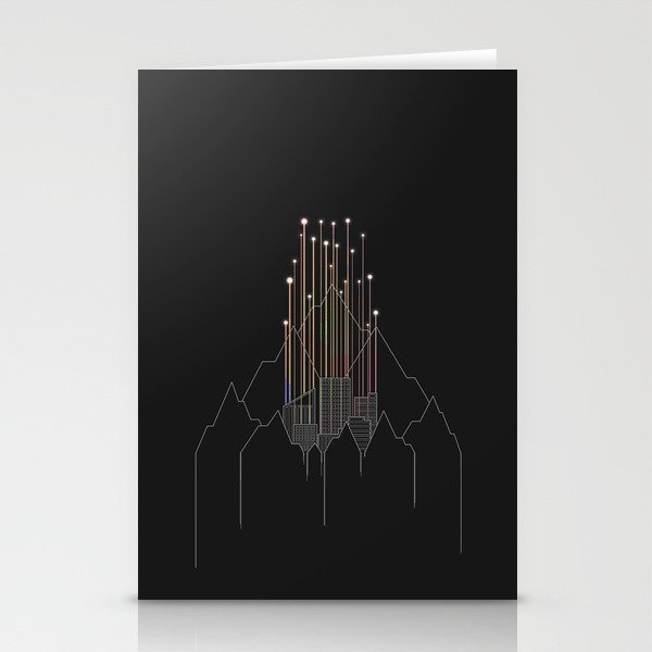 Deserted City Covered By Mountains Stationery Cards