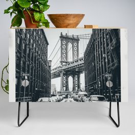 Manhattan Bridge in New York City in black and white Credenza