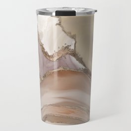Taupe palette liquid marble and gold abstract Travel Mug