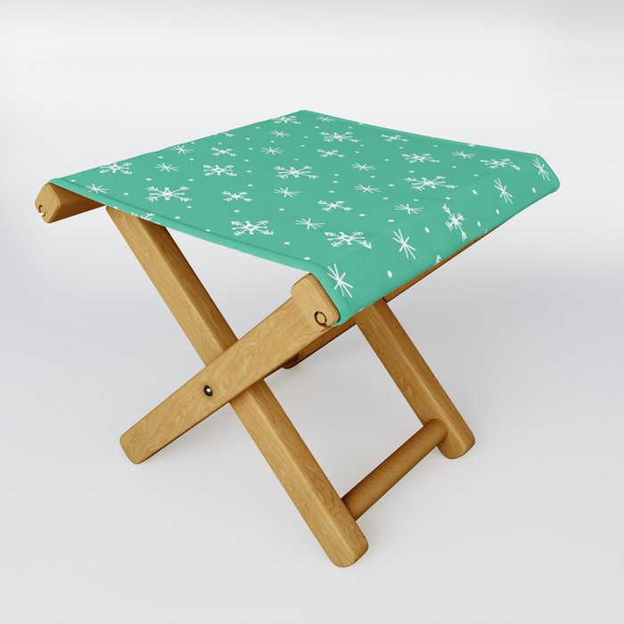 Snowflakes on Wintergreen Folding Stool