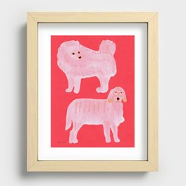 Two Calm Dogs - Pink and Fuchsia Recessed Framed Print