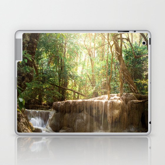 Brazil Photography - Tiny Waterfall Going Into A Pond Under The Sunlight Laptop & iPad Skin