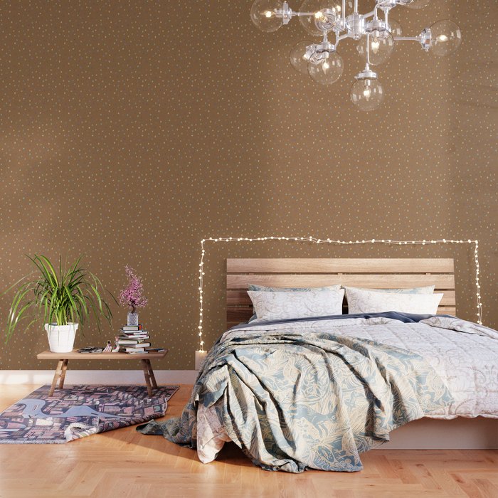 speckles aqua blue brown on brown Wallpaper