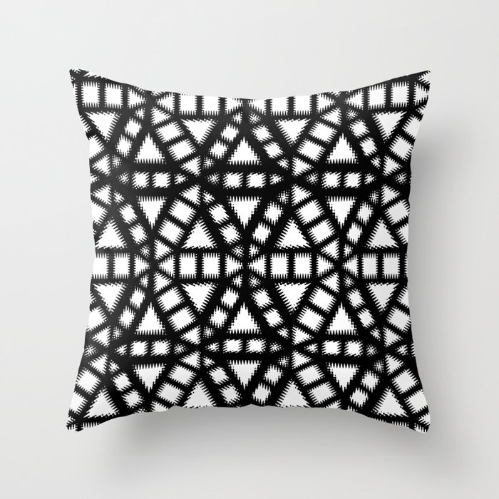 Black and White Pinwheel Pattern Illustration - Digital Geometric Artwork Throw Pillow