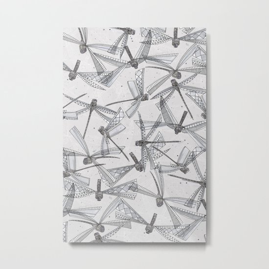 watercolor dragonflies silver Metal Print