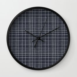 Hand-drawn grid lines white on dark gray Wall Clock