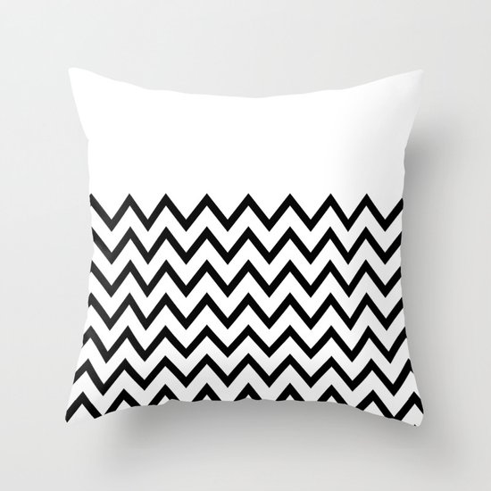 Black Chevron On White Throw Pillow