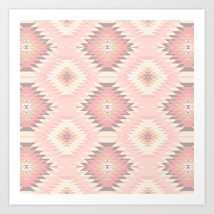 Pastel Pink & Coral Navajo Art Print