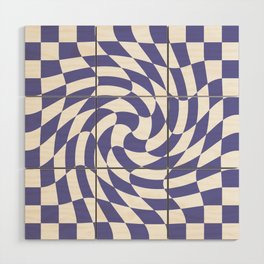 Checkerboard Twirl Pattern (pantone very peri/white) Wood Wall Art