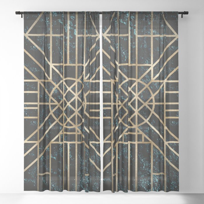 Art Deco design - velvet geo VIII Sheer Curtain