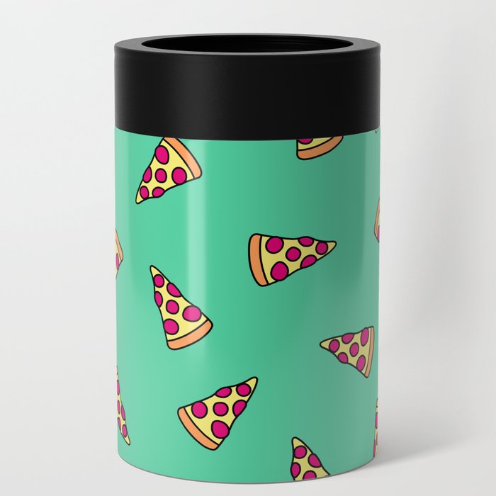 Neon Pizza Slice Pattern Can Cooler