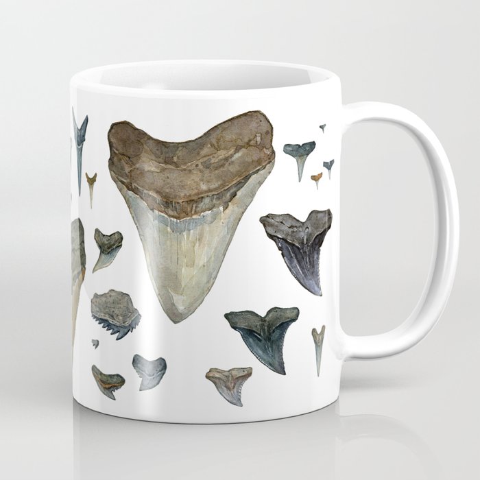 Fossil shark teeth watercolor Coffee Mug