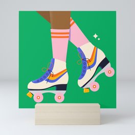Vintage Roller Skater girl Mini Art Print