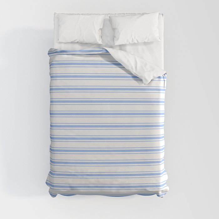 Mattress Ticking Wide Striped Pattern, Pale Blue And White Striped Duvet Cover
