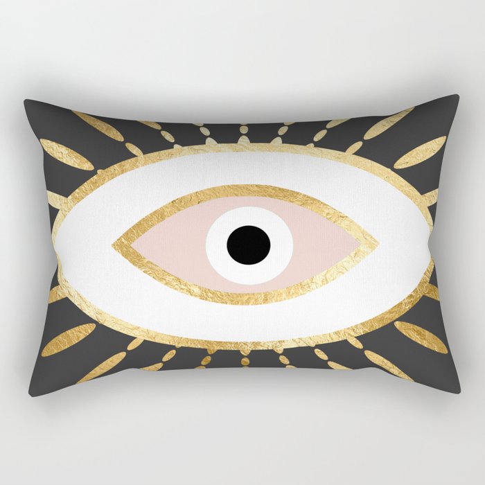 gold foil evil eye in blush Rectangular Pillow
