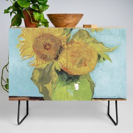 Vase With Three Sunflowers Credenza