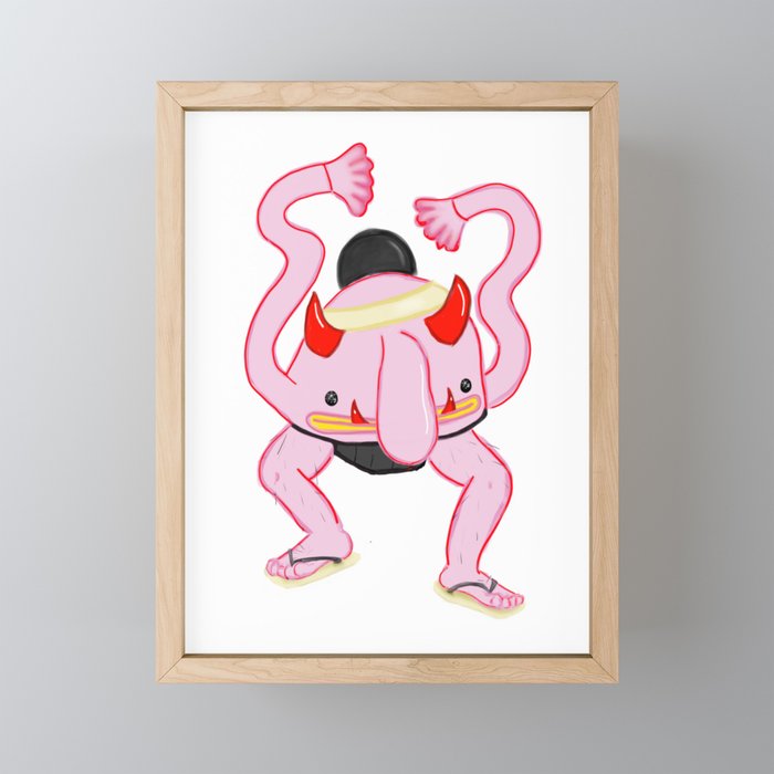 Cute and Creepy Yokai Blob Framed Mini Art Print