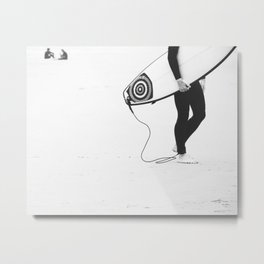 Catch a Wave - Abstract Surf Board - Black and White Cool Surfer - Beach - Sea Travel Photography Metal Print