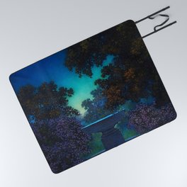 Blue Fountain at Twilight by Maxfield Parrish Picnic Blanket