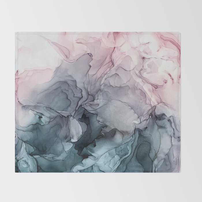 Blush and Payne's Grey Flowing Abstract Painting Decke