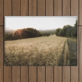 Beautiful corn landscape during the golden hour in Catalunya! Outdoor Rug