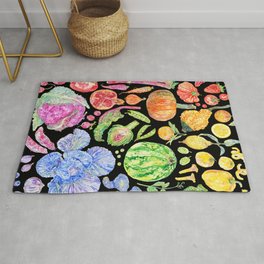 Rainbow of Fruits and Vegetables Dark Rug
