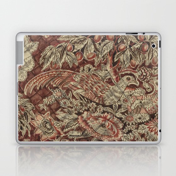 Burgundy Quilted Chintz Cover Up Birds and Flowers Laptop & iPad Skin