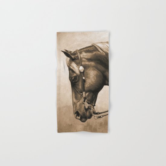 Western Quarter Horse Old Photo Effect Hand & Bath Towel