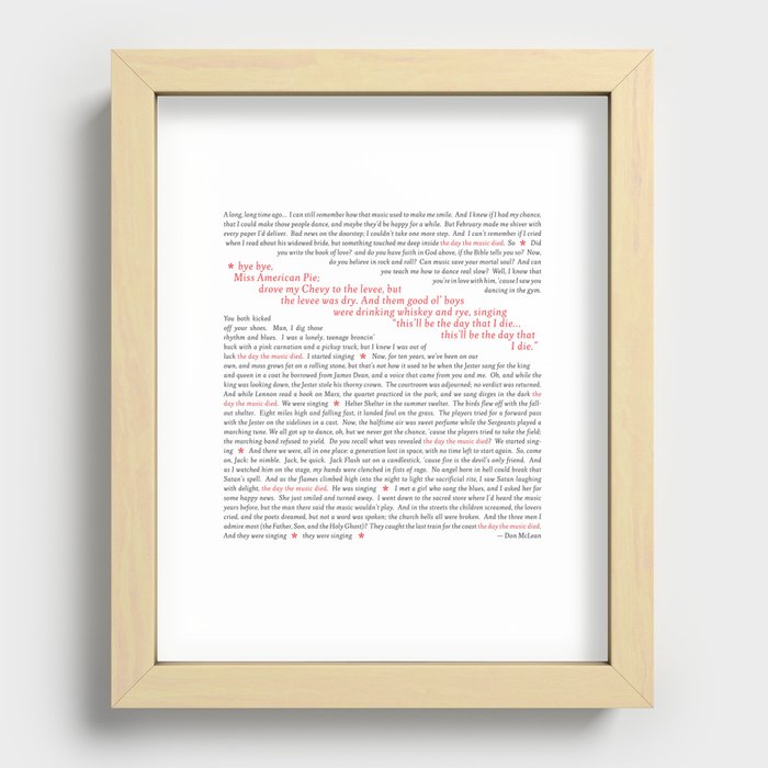 American Pie (all of it) Recessed Framed Print