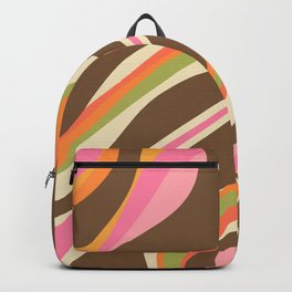 Trippy Dream Abstract Pattern in Retro 70s Brown Orange Avocado Green Pink Backpack