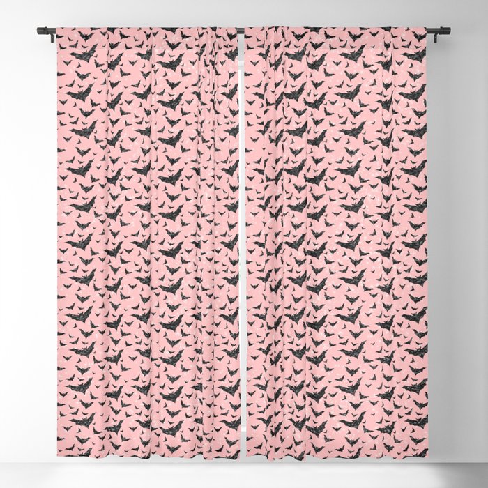 Pink Glitter Bats Pattern Blackout Curtain