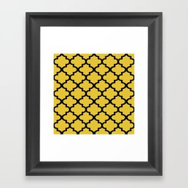 Quatrefoil Pattern In Black Outline On Mustard Yellow Framed Art Print