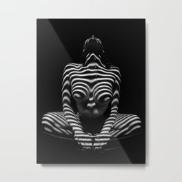 1152-MAK Abstract Nude Black & White Zebra Striped Woman Topographic Feminine Body Metal Print