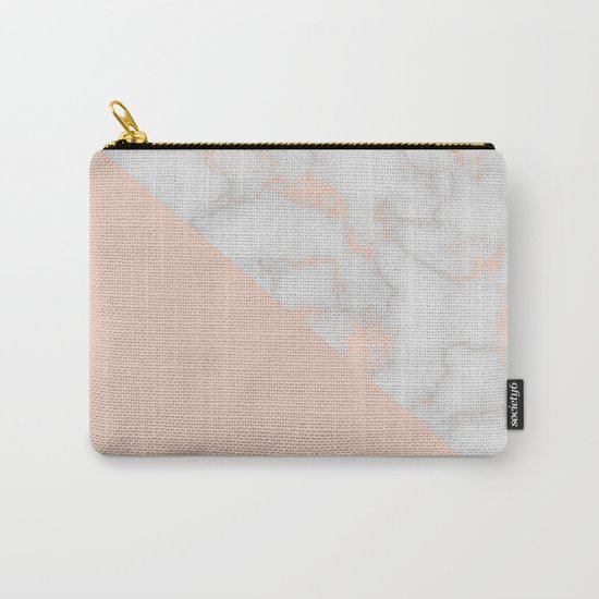 Rose gold marble and soft blush pink Carry-All Pouch