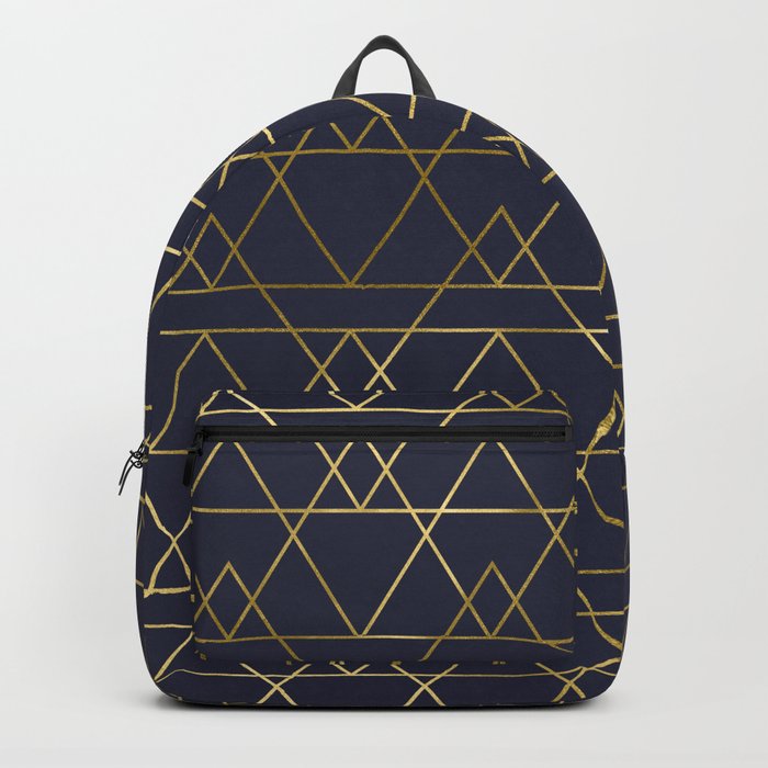Modern Gold Navy Blue Backpack