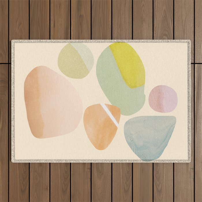 Abstraction_PEBBLES_STONE_BEACH_COLOR_POP_ART_M0217A Outdoor Rug