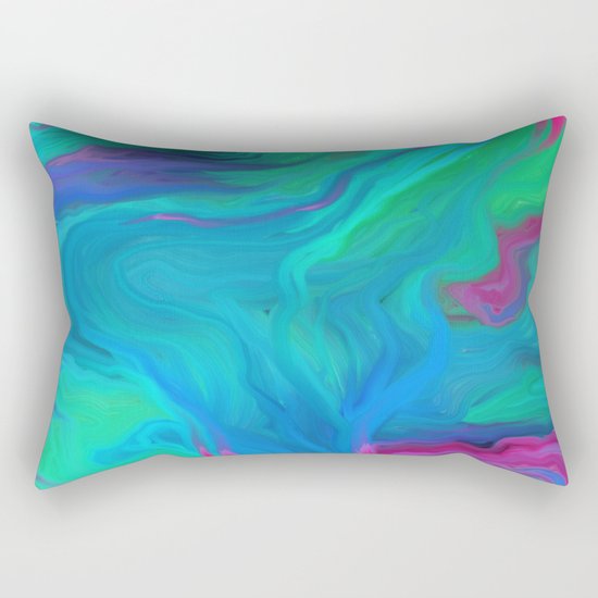 AGATE BLUE ABSTRACT OIL PAINTING Rectangular Pillow