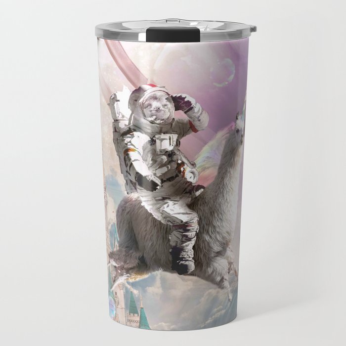 Galaxy Astronaut Sloth Riding Llama Unicorn Travel Mug
