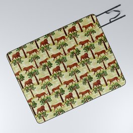 digital pattern with pairs of brown lions Picnic Blanket